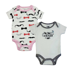 بادی آستین کوتاه نوزادی کد 6236 رنگ سفید مجموعه 2 عددی