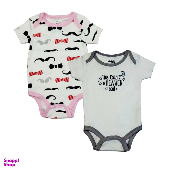 بادی آستین کوتاه نوزادی کد 6236 رنگ سفید مجموعه 2 عددی