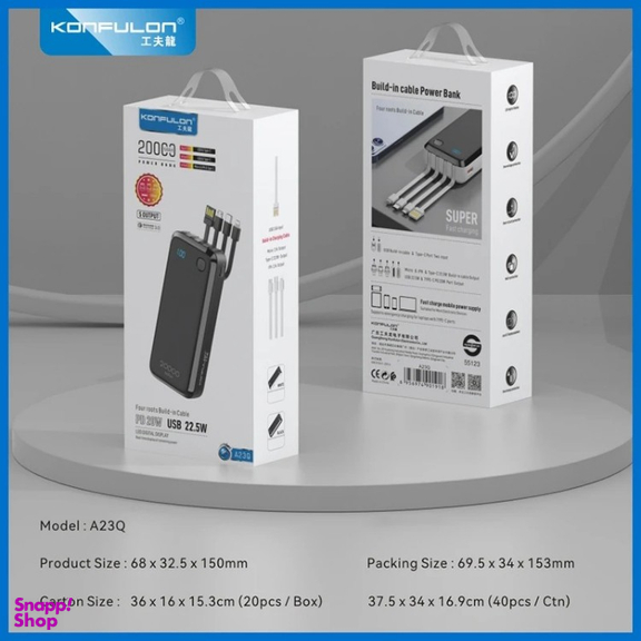 پاوربانک کانفلون مدل A23Q ظرفیت 20000 میلی آمپر ساعت