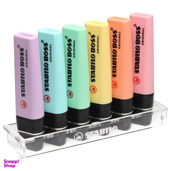 هایلایتر 6 رنگ پاستلی استابیلو مدل Boss Original به همراه استند