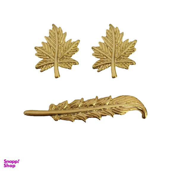 ست دکمه سردست و گیره کراوات مردانه زرکات طرح برگ