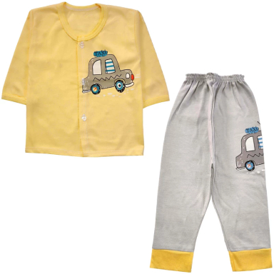ست شومیز و شلوار نوزادی مدل تاکسی کد 3929 رنگ زرد