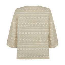 ست مانتو و شلوار زنانه اپلیکه مدل گندم رنگ کرم