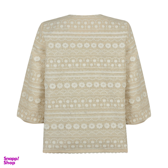 ست مانتو و شلوار زنانه اپلیکه مدل گندم رنگ کرم