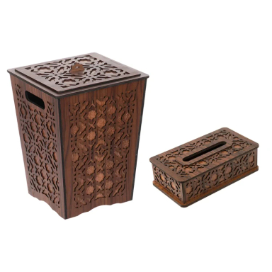 ست سطل و جادستمال کاغذی چوبی هم آدیس مدل آذین کد BF012013K