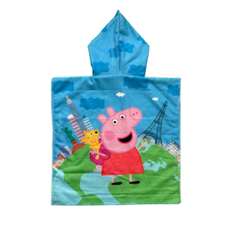 حوله پالتویی کودک مدل پانچو طرح Peppa Pig سایز 82×72 سانتی متر