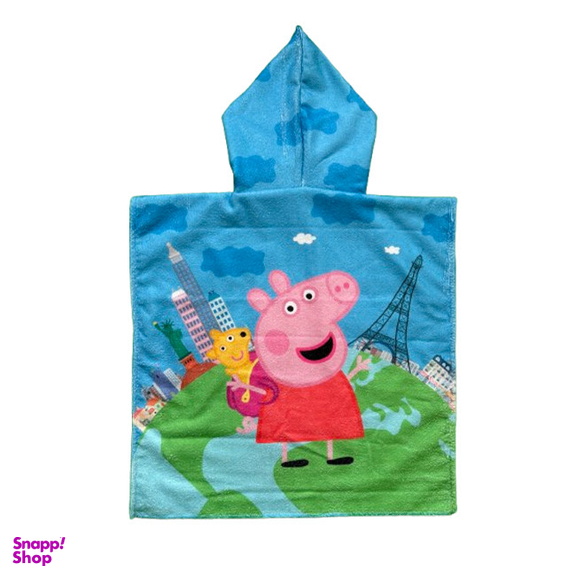حوله پالتویی کودک مدل پانچو طرح Peppa Pig سایز 82×72 سانتی متر