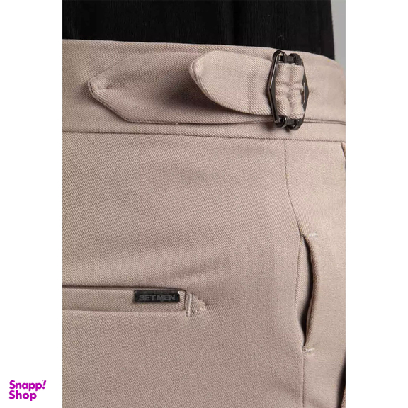 شلوار پارچه ای مردانه ست من مدل پیل دار کد SHP100 رنگ کرم روشن
