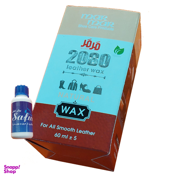 واکس کفش بی رنگ مرمر کد 2080 به همراه اسفنج و 6 ابر براق کننده و بوگیر کفش