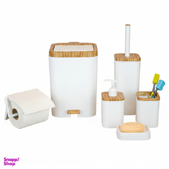 ست سرویس بهداشتی برتر مدل لیدوما طرح چوب مجموعه ۶ عددی