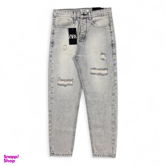 شلوار مام فیت مردانه طرح ZARA کد 1954 رنگ‌ طوسی روشن