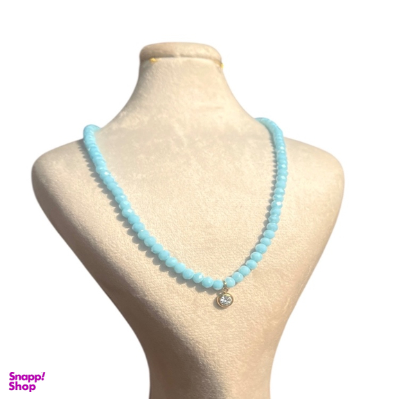 گردنبند مهره‌ ای زنانه مدل سنگ تراش خورده کریستالی