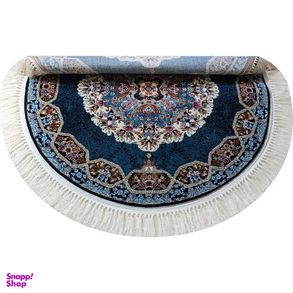 فرش ماشینی مدل دایره طرح هالیدی زمینه سرمه ای