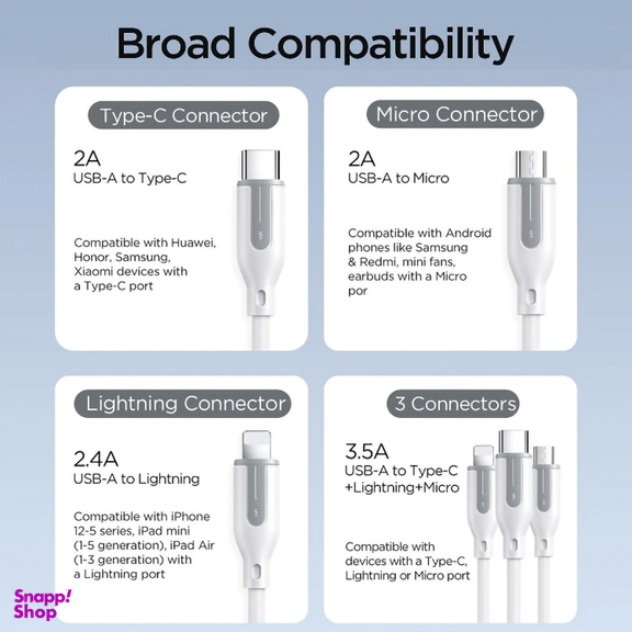 کابل تبدیل USB به Lightning/Type-C/MicroUSB لیتو مدل LD-49 طول 1 متر