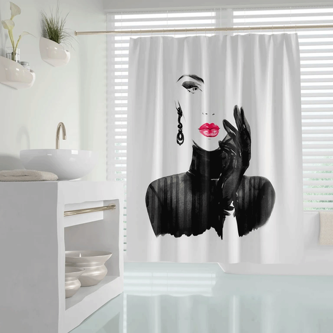پرده حمام دلفین مدل Woman in Black سایز 180×200 سانتی متر