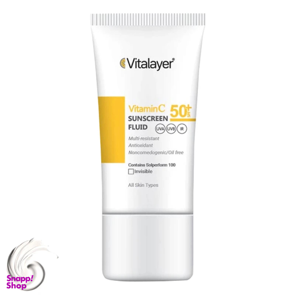 فلوئید ضدآفتاب بی رنگ ویتالیر SPF 50 مدل Vitamin C مناسب انواع پوست حجم 50 میلی لیتر