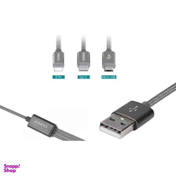کابل تبدیل USB به MicroUSB/Lightning/Type-C روموس مدل CB25A طول 1.5 متر