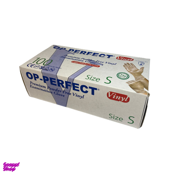 دستکش طبی وینیل اوپی پرفکت مدل پریمیوم سایز اسمال بسته 100 عددی