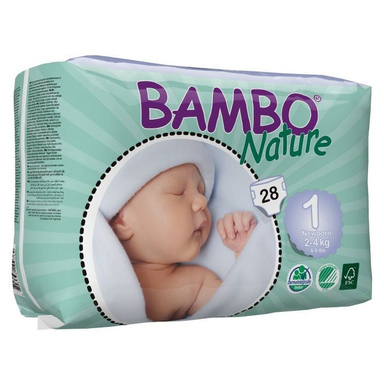 پوشک کودک بامبو نیچر مدل Newborn سایز 1 بسته 28 عددی