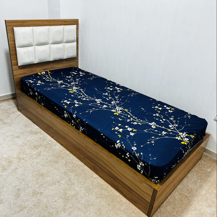 ملحفه ناتوسا مدل کشدار شکوفه یک نفره سایز 120×200 سانتی متر