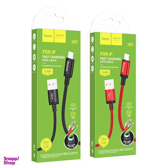 کابل دیتا USB به Lightning هوکو مدل X89 طول 1 متر