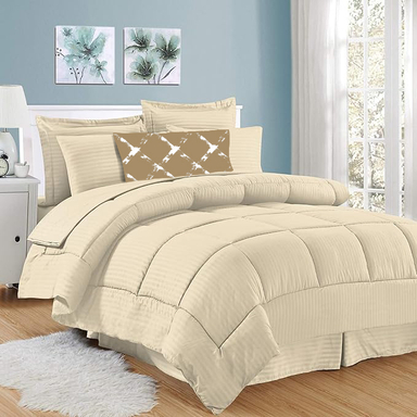 سرویس روتختی تک نفره 5 تکه نوپه هوم طرح راه راه هتلی کد 086 به همراه روبالشی طرحدار مینیمال