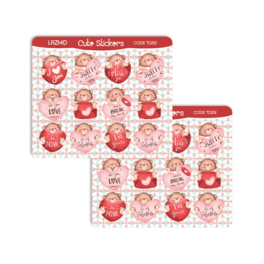 برچسب لاژید مدل قلب طرح تدی کد TD212 بسته 2 عددی