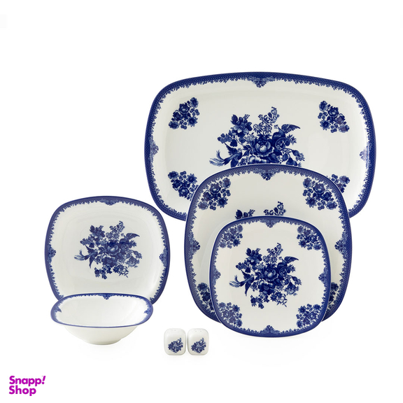 سرویس چینی غذاخوری 27 پارچه چینی زرین ایران مدل کواترو طرح فلورانس درجه عالی