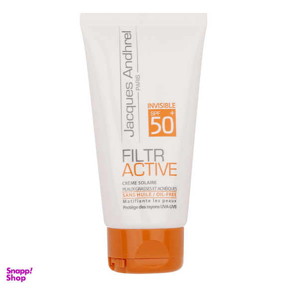 کرم ضد آفتاب بدون رنگ ژاک آندرل پاریس مدل FILTR ACTIVE SPF 50 مناسب پوست های چرب و مستعد آکنه حجم 50 میلی لیتر