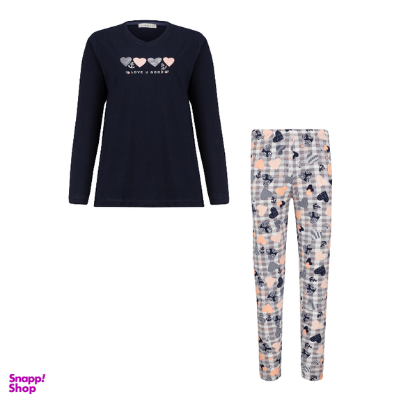 ست بلوز و شلوار راحتی زنانه کد 1048 رنگ سرمه ای