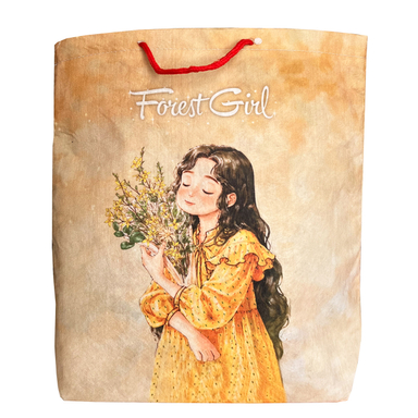 ساک هدیه پارچه ای طرح دختر جنگلی رویایی سایز 27×30 سانتی متر