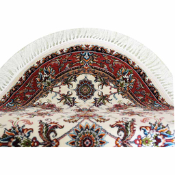 فرش ماشینی مدل بیضی طرح صبا رنگ کرم