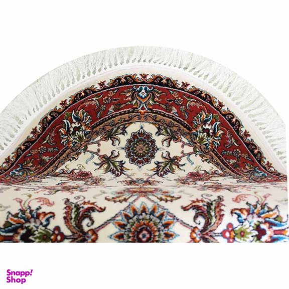 فرش ماشینی مدل بیضی طرح صبا رنگ کرم
