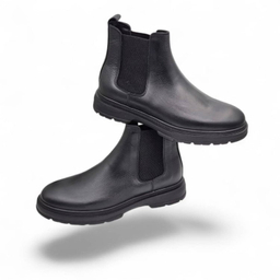 نیم بوت طبی مردانه چرم ریباری مدل Z29 رنگ مشکی