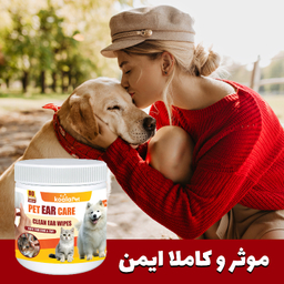 دستمال مرطوب و سواب مرطوب تمیزکننده گوش سگ و گربه کوالاپت مدل Ear02 بسته ۲ عددی