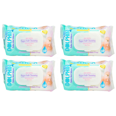 دستمال مرطوب کودک دلفین مدل B5 مجموعه 4 عددی