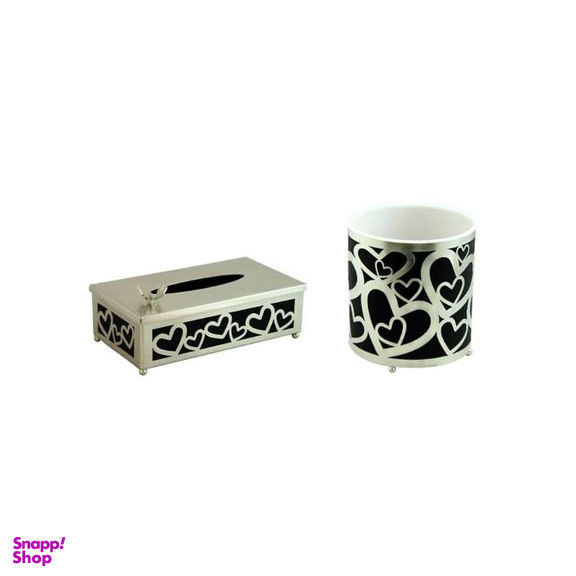 ست سطل زباله و جای دستمال کاغذی سالینو مدل قلب کد N-428