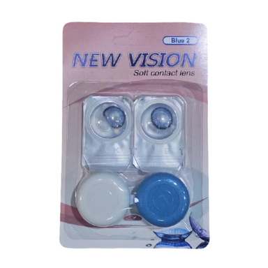 لنز چشم روزانه نیوویژن رنگ آبی دور مشکی شماره 105 به همراه جالنزی