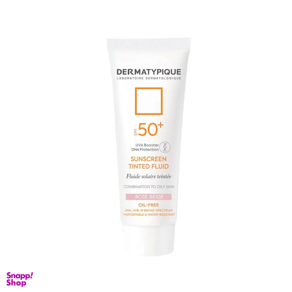 ضد آفتاب رنگی درماتیپیک با spf50 مناسب پوست چرب رنگ رز بژ وزن 50 گرم