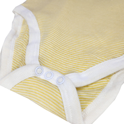 بادی آستین کوتاه نوزاد لوپیلو طرح راه راه رنگ سفید و زرد