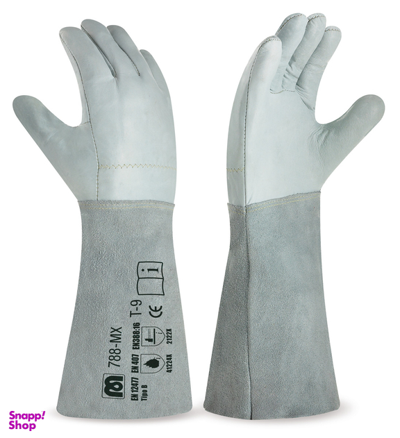 دستکش ایمنی ساق بلند چرمی با دوخت کولار مدل MX