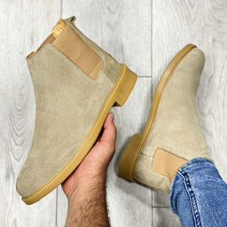 بوت چرم طبیعی مردانه مدل چلسی کد 850 رنگ خاکی
