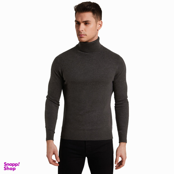 پلیور یقه اسکی مردانه مدل KHK-E2 رنگ خاکی