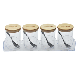 جا ادویه 4 پارچه اشکان مدل دلسا به همراه پایه و پیمانه