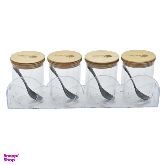 جا ادویه 4 پارچه اشکان مدل دلسا به همراه پایه و پیمانه