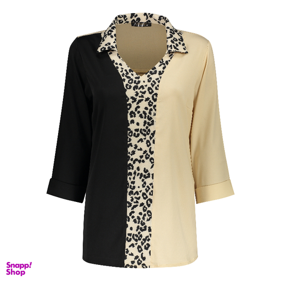 شومیز مجلسی زنانه لوینت مدل پلنگی کد 0136 رنگ کرم روشن