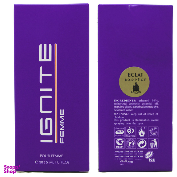 عطر جیبی زنانه عماد آرا مدل IGNITE Femme حجم 30 میلی لیتر
