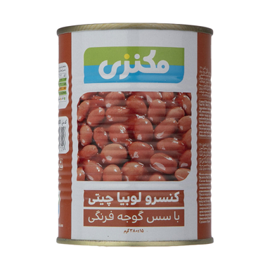 کنسرو لوبیا چیتی با سس گوجه فرنگی مکنزی وزن 380 گرم