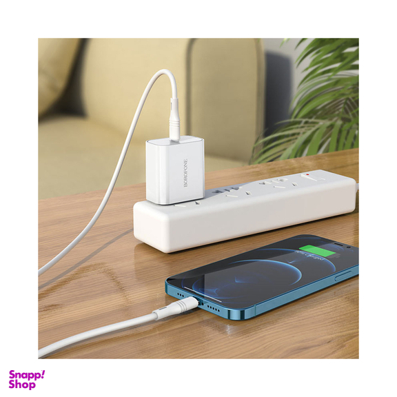 شارژر دیواری گوشی موبایل بروفون مدل BA57 به همراه کابل Type-C به Lightning