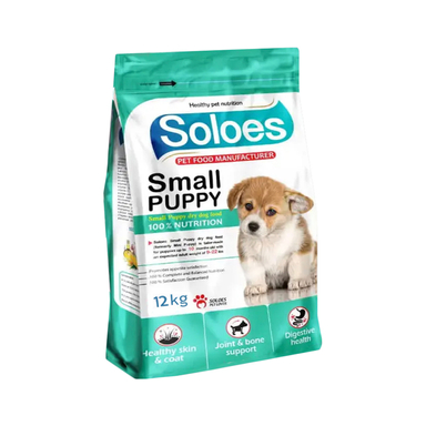 غذای خشک توله سگ نژاد کوچک سولواس مدل مرغ و برنج وزن 12 کیلوگرم